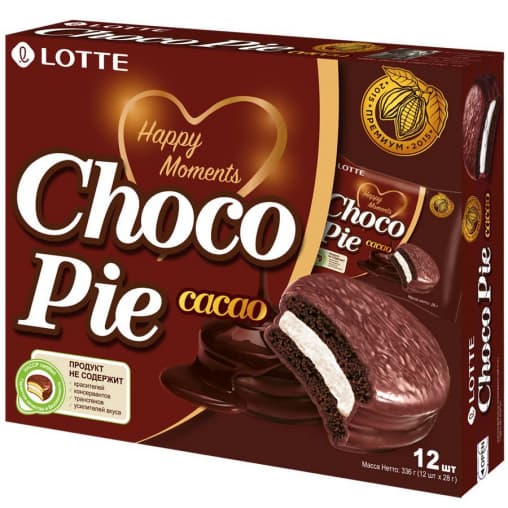 Lotte Choco Pie Cacao Шоколадный 28 г bigpack