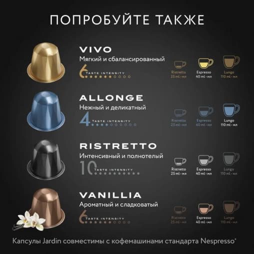 Кофе капсулы JARDIN Andante Nespresso 5 г ×10