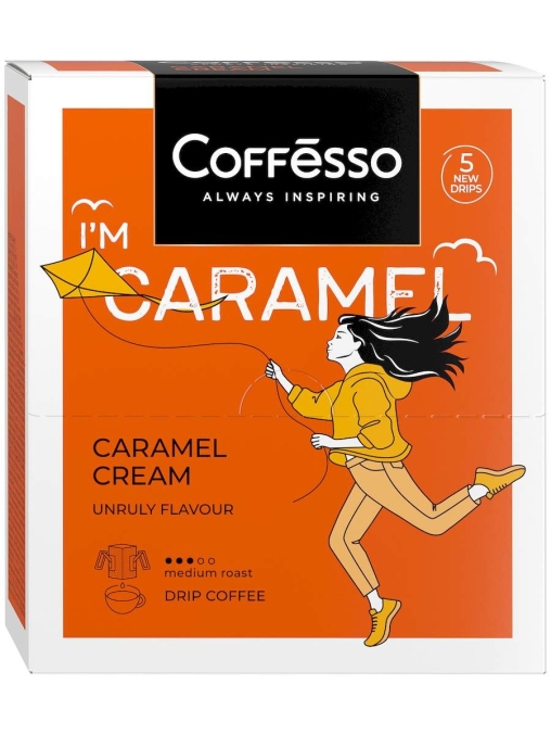 Кофе молотый Coffesso CARAMEL CREAM 5 дрип пакетов по 10 г (50 г)