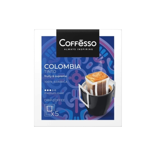 Кофе молотый Coffesso COLOMBIA TINTO 5 дрип пакетов по 10 г (50 г) Кофе молотый Coffesso COLOMBIA TINTO 5 дрип пакетов по 10 г (50 г)