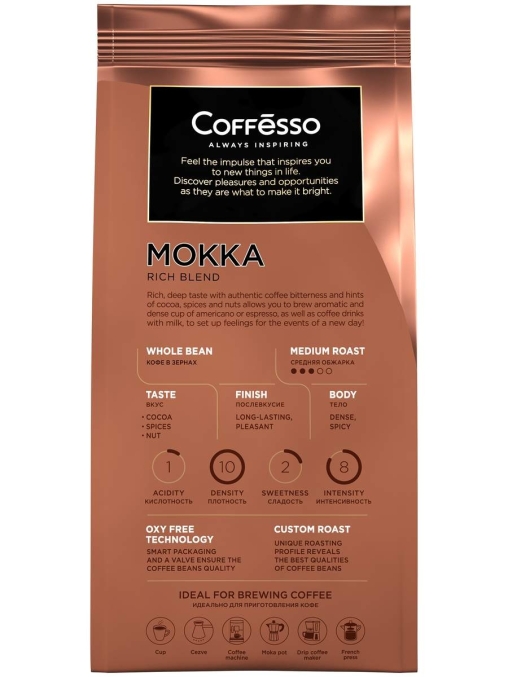 Кофе в зернах Coffesso MOKKA 100% робуста 250 г