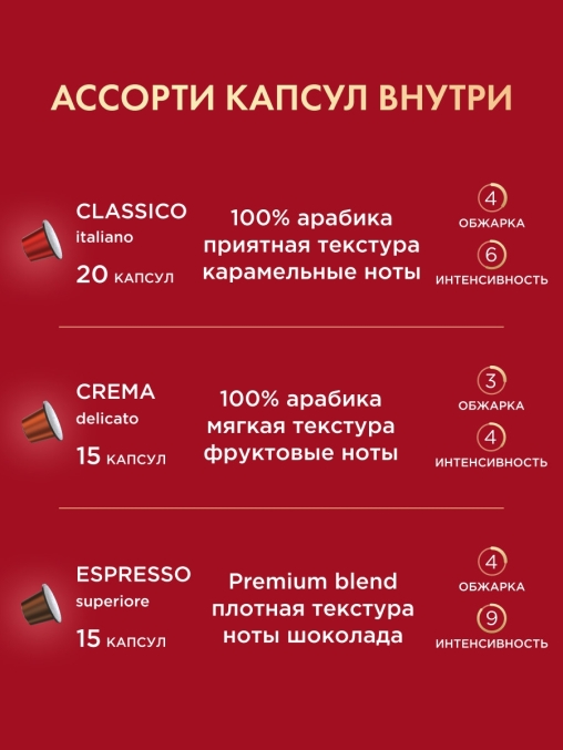 Подарочный набор Coffesso кофе-капсул Nespresso ассорти 50 шт.