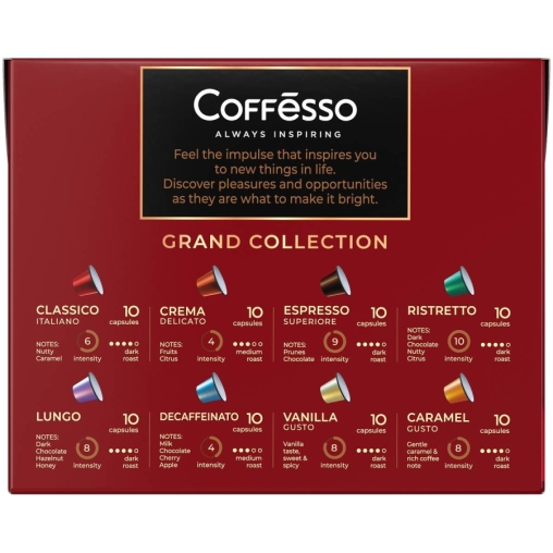 Кофе-капсулы Nespresso Coffesso АССОРТИ 8 вкусов по 5 г коробкой 80 шт.