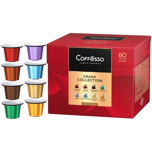 Кофе-капсулы Nespresso Coffesso АССОРТИ 8 вкусов по 5 г коробкой 80 шт.