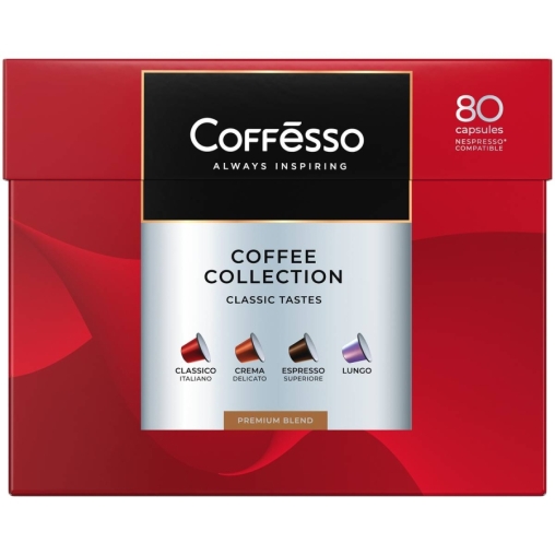 Кофе-капсулы Nespresso Coffesso АССОРТИ 4 вкуса по 5 г коробкой 80 шт.