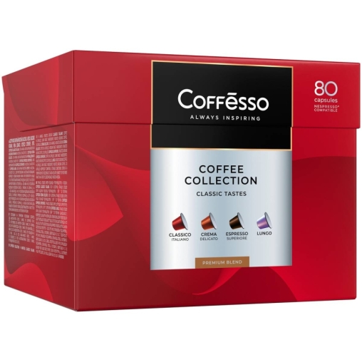 Кофе-капсулы Nespresso Coffesso АССОРТИ 4 вкуса по 5 г коробкой 80 шт.