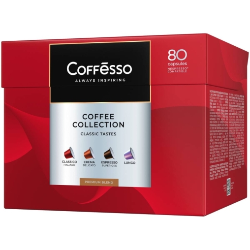 Кофе-капсулы Nespresso Coffesso АССОРТИ 4 вкуса по 5 г коробкой 80 шт.