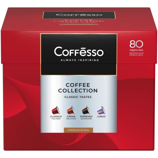 Кофе-капсулы Nespresso Coffesso АССОРТИ 4 вкуса по 5 г коробкой 80 шт.
