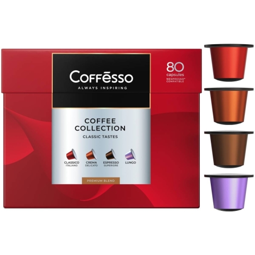 Кофе-капсулы Nespresso Coffesso АССОРТИ 4 вкуса по 5 г коробкой 80 шт.
