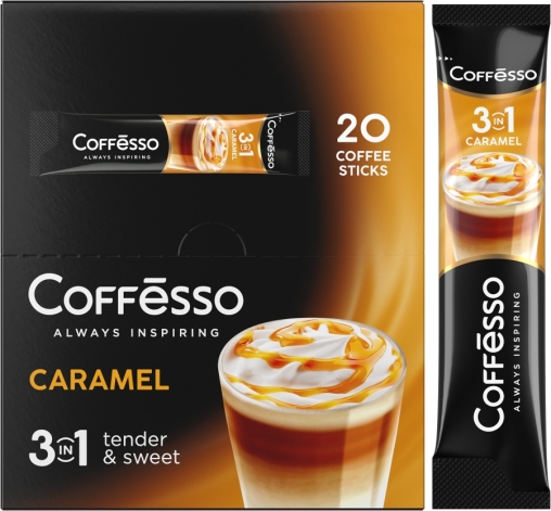 Кофе растворимый Coffesso 3 в 1 Caramel стики 14 г × 20 шт.