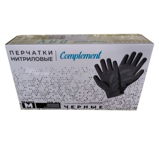 Перчатки Complement нитриловые Черные р. M 100 шт.