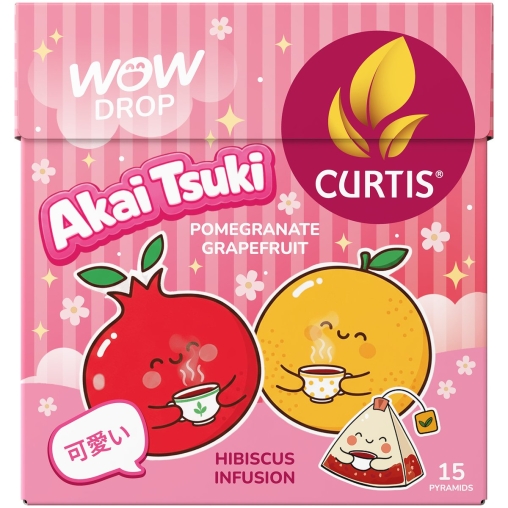 Curtis WOW DROP чай фруктово-травяной AKAI TSUKI каркаде 15 пирам. × 1,5 г