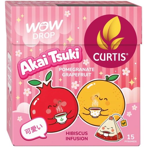 Curtis WOW DROP чай фруктово-травяной AKAI TSUKI каркаде 15 пирам. × 1,5 г