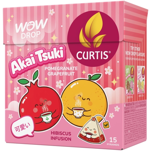 Curtis WOW DROP чай фруктово-травяной AKAI TSUKI каркаде 15 пирам. × 1,5 г