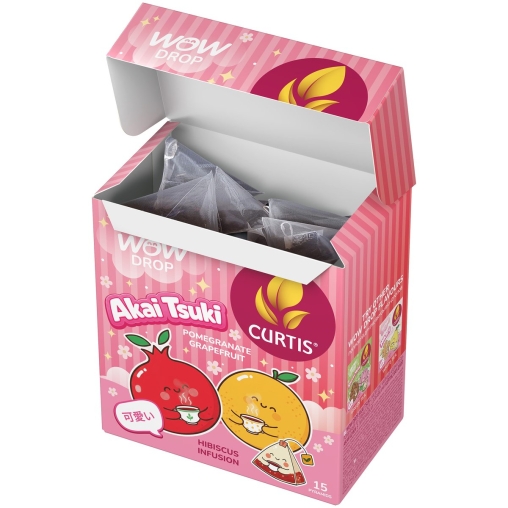 Curtis WOW DROP чай фруктово-травяной AKAI TSUKI каркаде 15 пирам. × 1,5 г