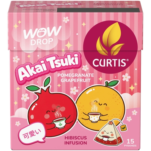 Curtis WOW DROP чай фруктово-травяной AKAI TSUKI каркаде 15 пирам. × 1,5 г