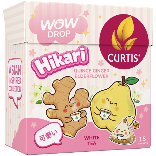 Curtis WOW DROP белый чай фруктово-травяной HIKARI айва бузина имбирь 15 пирам. × 1,5 г