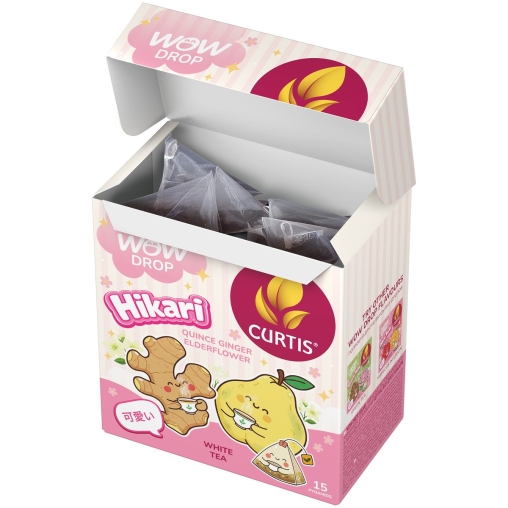 Curtis WOW DROP белый чай фруктово-травяной HIKARI айва бузина имбирь 15 пирам. × 1,5 г
