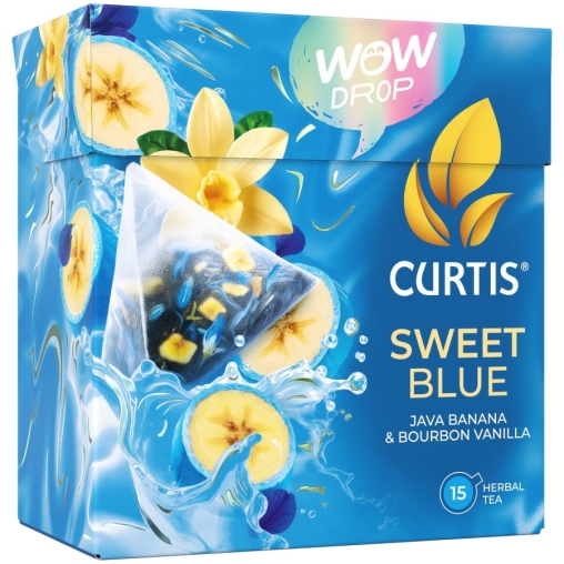 Curtis WOW DROP чай фруктово-травяной SWEET Blue Сладкий синий 15 пирам. × 1,5 г