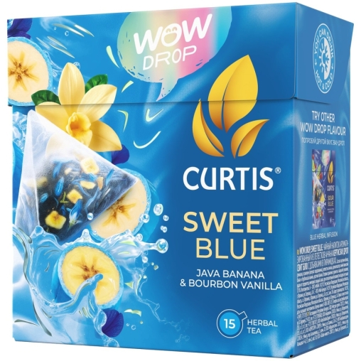 Curtis WOW DROP чай фруктово-травяной SWEET Blue Сладкий синий 15 пирам. × 1,5 г