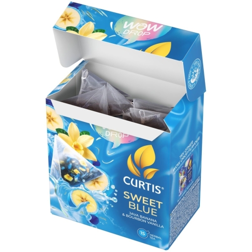 Curtis WOW DROP чай фруктово-травяной SWEET Blue Сладкий синий 15 пирам. × 1,5 г