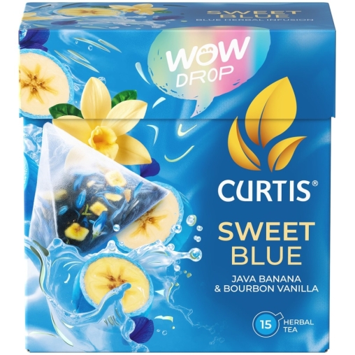 Curtis WOW DROP чай фруктово-травяной SWEET Blue Сладкий синий 15 пирам. × 1,5 г
