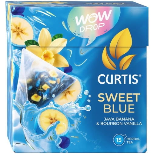 Curtis WOW DROP чай фруктово-травяной SWEET Blue Сладкий синий 15 пирам. × 1,5 г