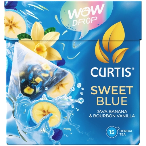 Curtis WOW DROP чай фруктово-травяной SWEET Blue Сладкий синий 15 пирам. × 1,5 г