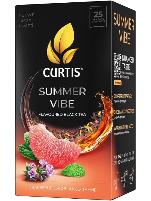 Чай черный ароматизированный Curtis Summer Vibe 25 саше × 1.5 г