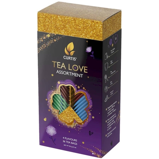 Подарочный набор чая Curtis TEA LOVE ASSORTMENT 36 саше, ассорти 4 вкуса по 9 шт. (59.4 г)