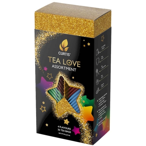 Подарочный набор чая Curtis TEA LOVE ASSORTMENT 36 саше, ассорти 4 вкуса по 9 шт. (59.4 г)
