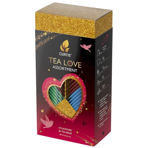 Подарочный набор чая Curtis TEA LOVE ASSORTMENT 36 саше, ассорти 4 вкуса по 9 шт. (59.4 г)