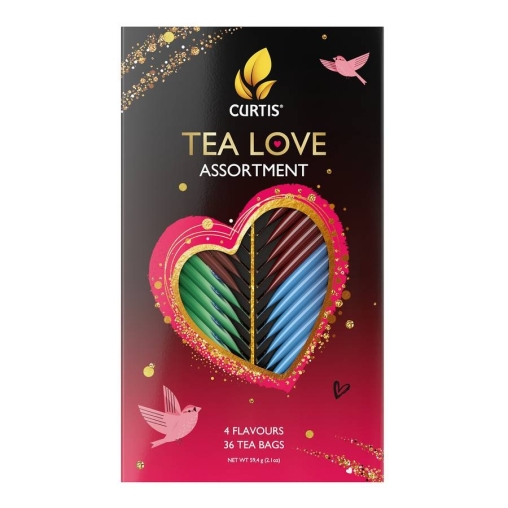 Подарочный набор чая Curtis TEA LOVE ASSORTMENT 36 саше, ассорти 4 вкуса по 9 шт. (59.4 г)