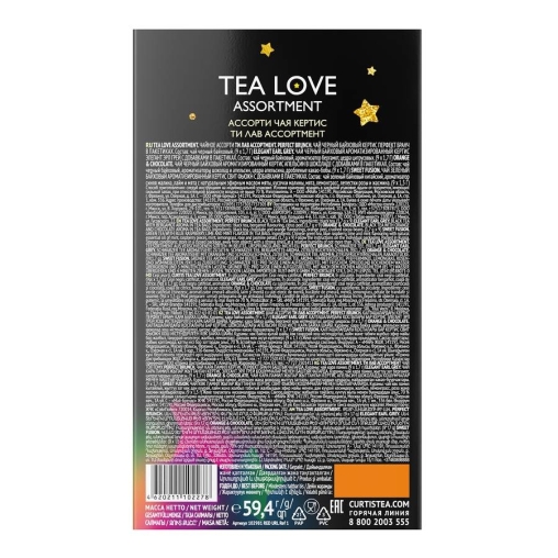 Подарочный набор чая Curtis TEA LOVE ASSORTMENT 36 саше, ассорти 4 вкуса по 9 шт. (59.4 г)