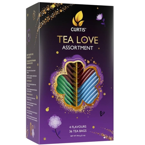 Подарочный набор чая Curtis TEA LOVE ASSORTMENT 36 саше, ассорти 4 вкуса по 9 шт. (59.4 г)