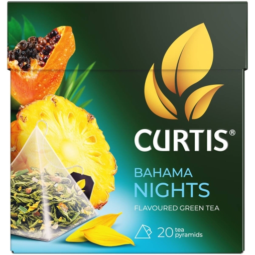 Чай зеленый Curtis BAHAMA NIGHTS ароматизированный с ананасом и экзотическими фруктами 20 пир. × 1,7 г