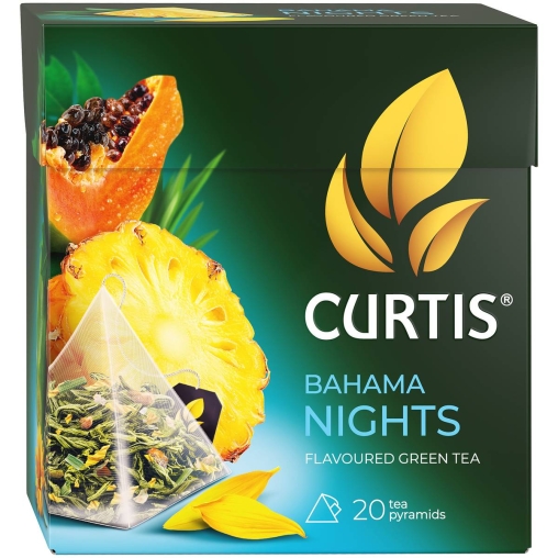 Чай зеленый Curtis BAHAMA NIGHTS ароматизированный с ананасом и экзотическими фруктами 20 пир. × 1,7 г