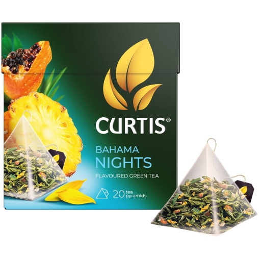 Чай зеленый Curtis BAHAMA NIGHTS ароматизированный с ананасом и экзотическими фруктами 20 пир. × 1,7 г