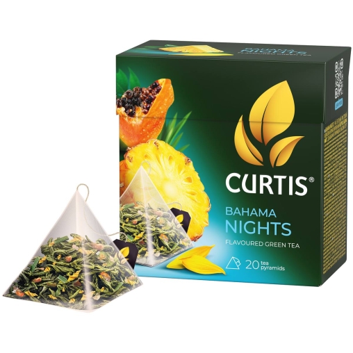 Чай зеленый Curtis BAHAMA NIGHTS ароматизированный с ананасом и экзотическими фруктами 20 пир. × 1,7 г