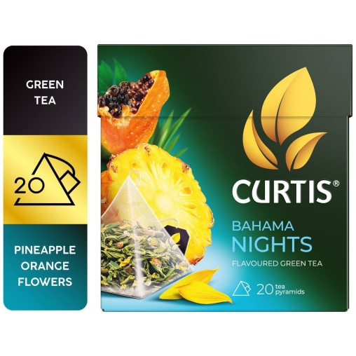 Чай зеленый Curtis BAHAMA NIGHTS ароматизированный с ананасом и экзотическими фруктами 20 пир. × 1,7 г