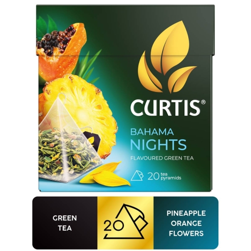 Чай зеленый Curtis BAHAMA NIGHTS ароматизированный с ананасом и экзотическими фруктами 20 пир. × 1,7 г