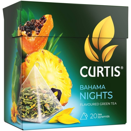 Чай зеленый Curtis BAHAMA NIGHTS ароматизированный с ананасом и экзотическими фруктами 20 пир. × 1,7 г