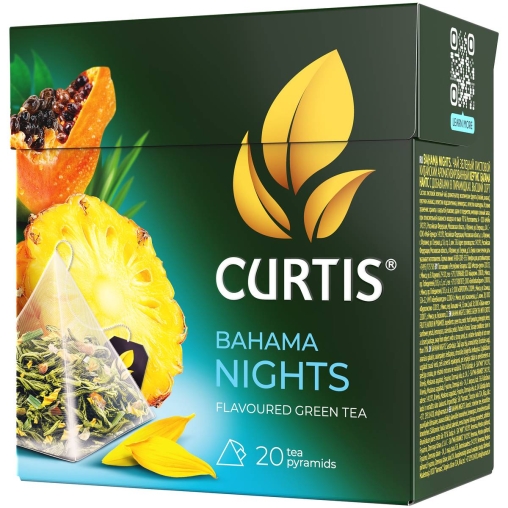 Чай зеленый Curtis BAHAMA NIGHTS ароматизированный с ананасом и экзотическими фруктами 20 пир. × 1,7 г