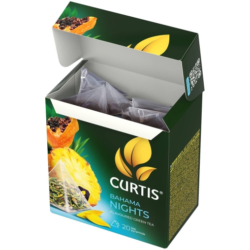 Чай зеленый Curtis BAHAMA NIGHTS ароматизированный с ананасом и экзотическими фруктами 20 пир. × 1,7 г