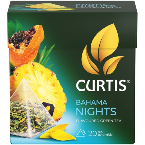 Чай зеленый Curtis BAHAMA NIGHTS ароматизированный с ананасом и экзотическими фруктами 20 пир. × 1,7 г