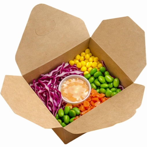 Коробка картонная для фаст-фуда DoECO FOLD BOX 600 Крафт 110×90×73 мм