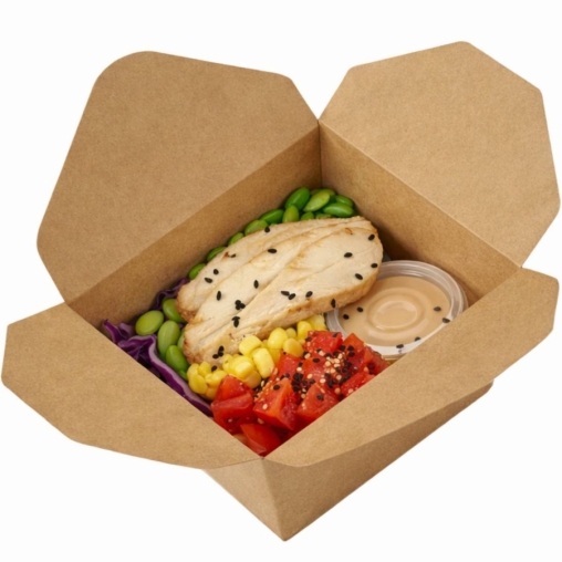 Коробка картонная для фаст-фуда DoECO FOLD BOX 900 Крафт 150×115×70 мм