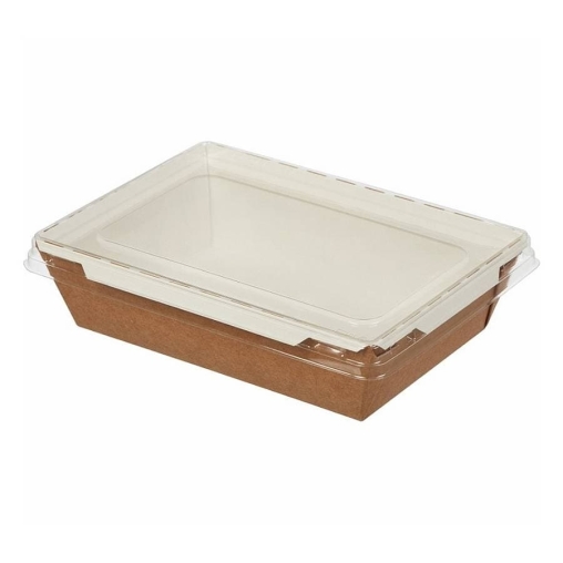Контейнер бум. DoECO OPSALAD 400 мл белый /крафт 145×95×45 мм