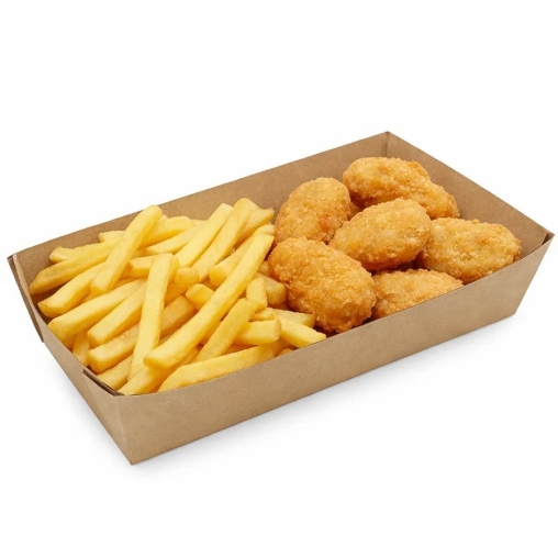 Лоток для фаст-фуда DoECO TRAY 800 Крафт 220×115×42 мм
