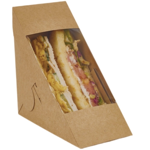 Упаковка для сэндвича DoECO SANDWICH 70 Крафт с окном 127×127×70 мм